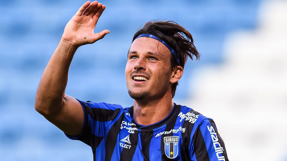 Sirius Stefano Vecchia jublar efter 1-1 under fotbollsmatchen i Allsvenskan mellan Helsingborg och Sirius den 17 augusti 2020 i Helsingborg.