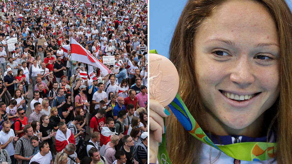 Simmaren Aleksandra Gerasimenja, med flera OS-medaljer på meritlistan, har skrivit under protesten.