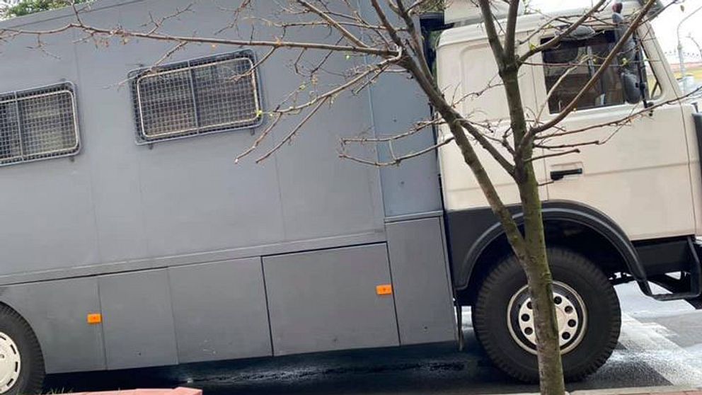 Den belarusiska polisens fångtransport, en så kallad avtozak.