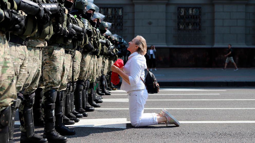 Bild från demonstrationer i Minsk.