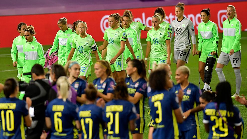 Wolfsburg deppar efter förlusten i Champions League-finalen mot Lyon i söndags.