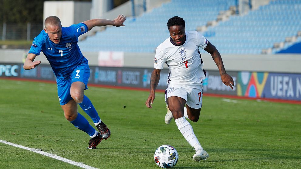 Raheem Sterling gjorde matchens enda mål mot Island.