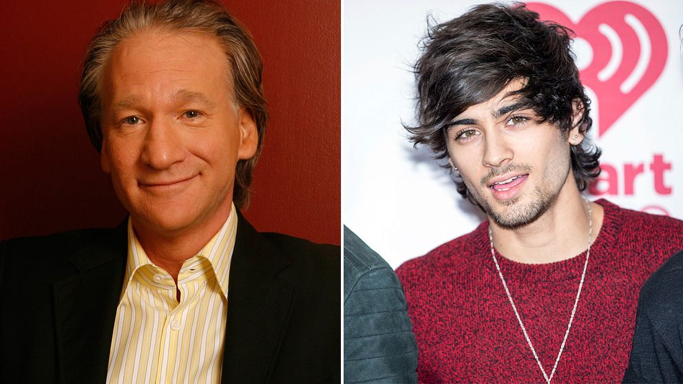 Bill Maher till vänster och popartisten Zayn Malik till höger.