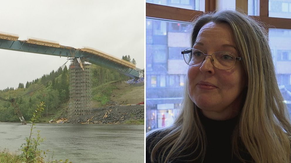 Tekniska nämndens vice ordförande Anna-Karin Sjölander (C) kommenterar broraset vid Västra länken i Umeå