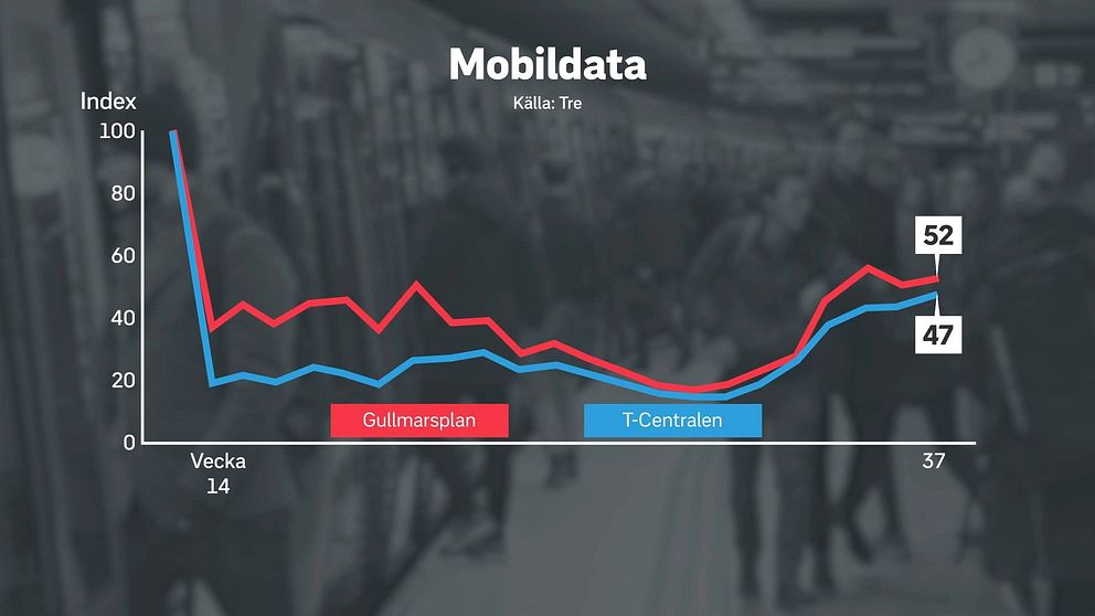 Grafik över mobiltrafik i Stockholm.