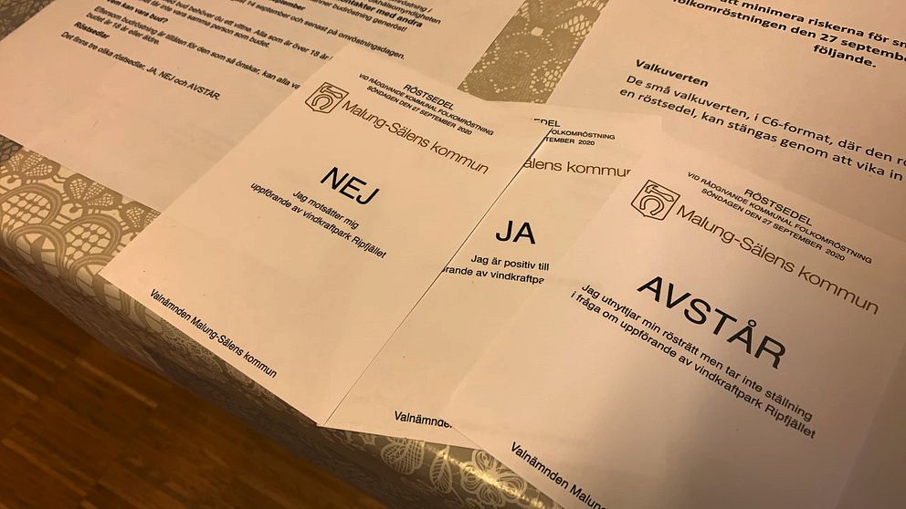 Röstsedlar från Malung-Sälens kommun.