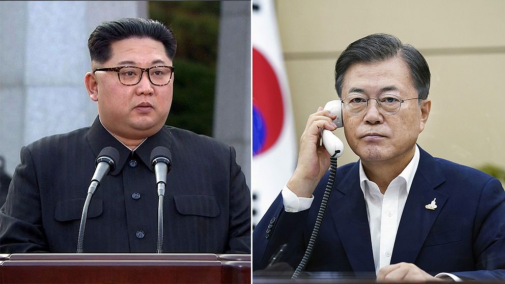 Nordkoreas ledare Kim Jong-Un och Sydkoreas president Moon Jae-In.