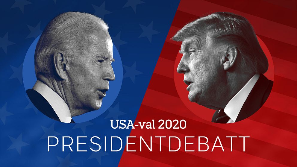 USA-val 2020: Presidentdebatt. Joe Biden och Donald Trump.