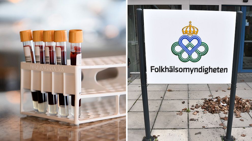 Genrebilder på provtagning och Folkhälsomyndighetens entré