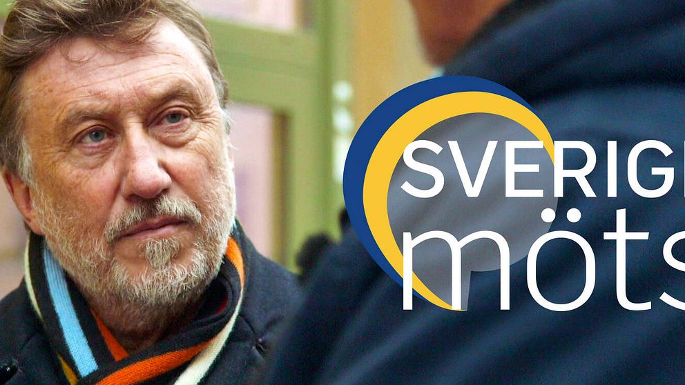 en man och en logga på ”sverige möts” svtprogrammet.