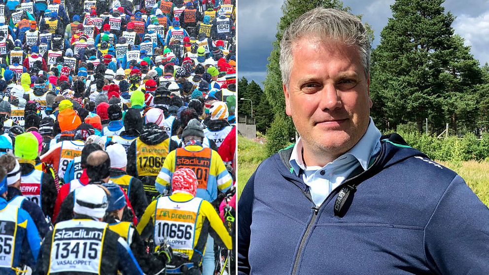 Starten för Vasaloppet 2019 och Vasaloppets vd Johan Eriksson.