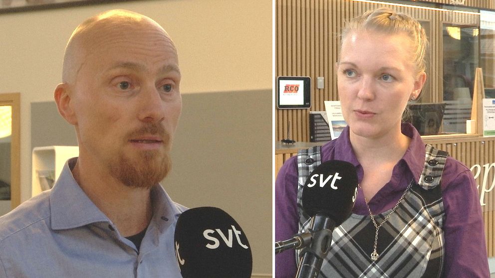 Man till vänster och kvinna till höger.