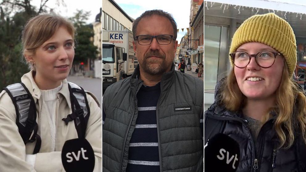 Tre av de tillfrågade personerna: Jana Schultz på gata i Stockholm, Anders Werdin på gata i Kalmar, Lisa Burman på gatan i Umeå.