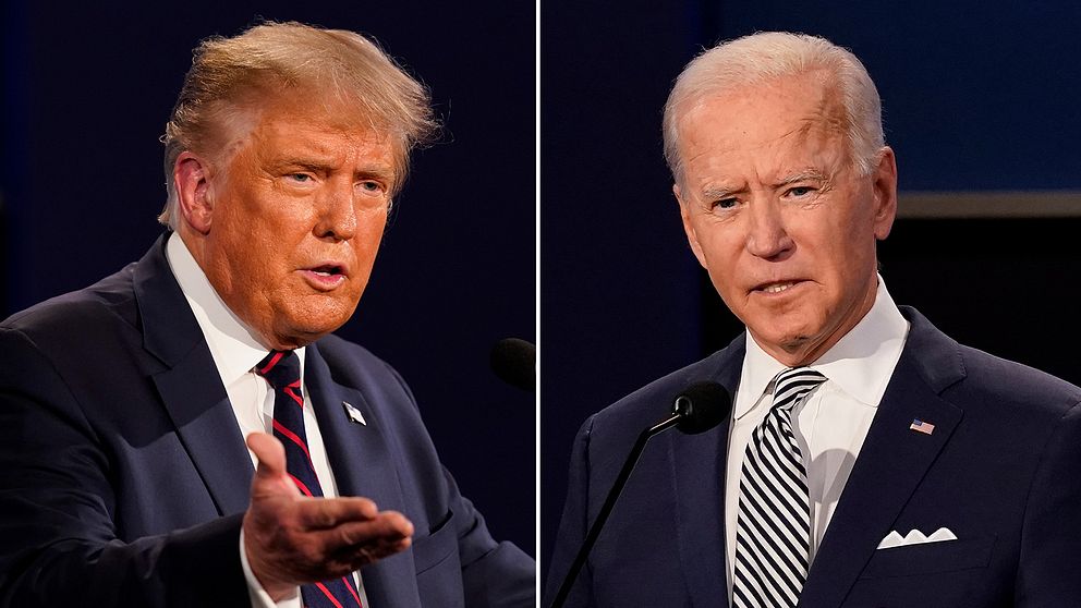 President Donald Trump och utmanaren Joe Biden under deras första debatt den 29 september.