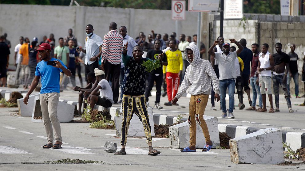 Demonstranter i Lagos, Nigeria.