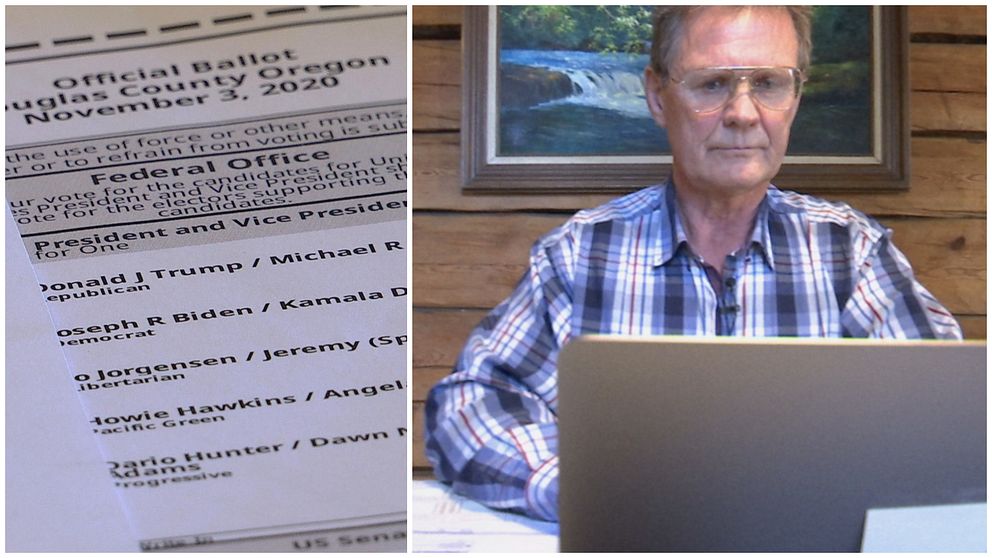 valsedel till USA-valet, Anders Frankén sitter bakom en laptop