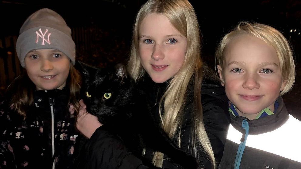 Maya Harrysson, katten Bosse och Antonia och Valter Delén