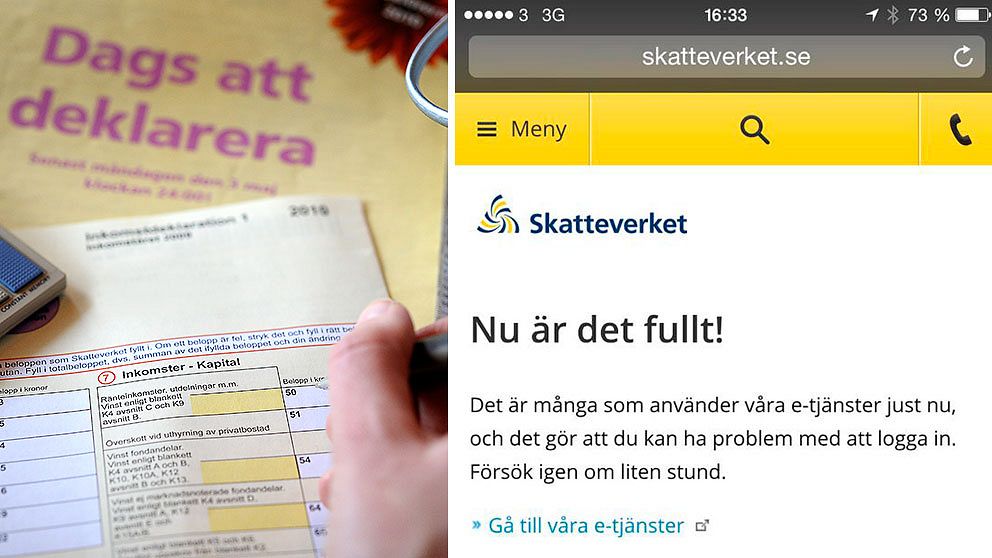 Skatteverkets deklarationstjänst är överbelastad