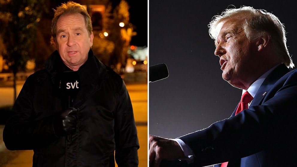 SVT:s USA-korrespondent Stefan Åsberg och president Donald Trump