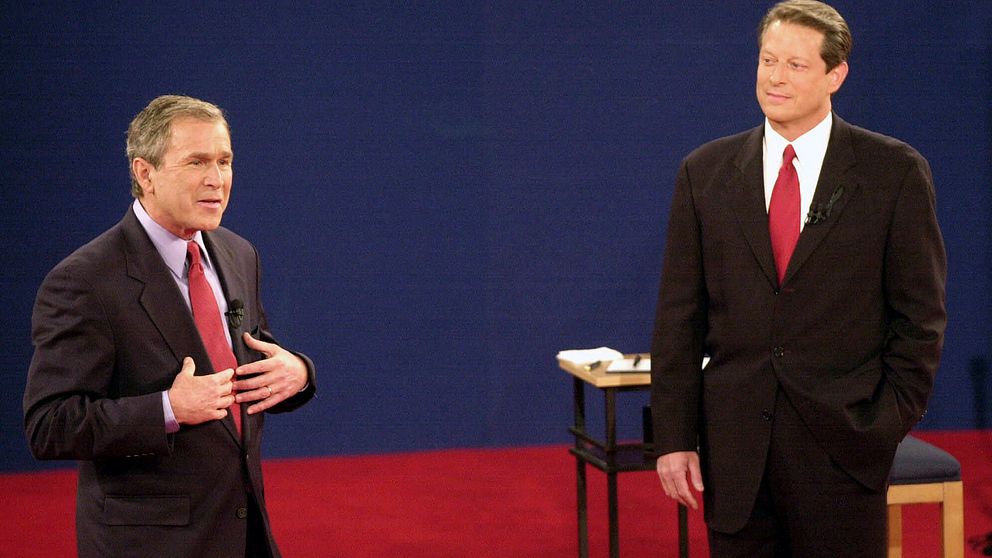 George W Bush och Al Gore under valrörelsen 2000.