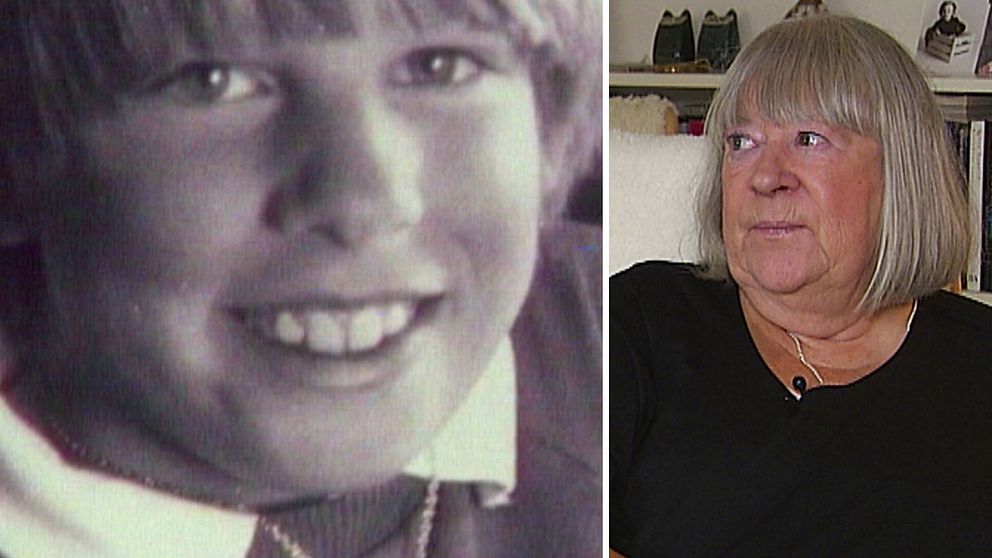 gammalt fot med närbild på pojken Johan, samt mamman Anna-Clara Asplund idag – en medelålders kvinna