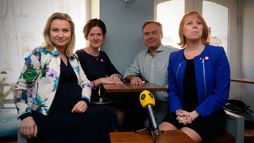 Alliansens partiledare Ebba Busch Thor (KD), Anna Kinberg Batra (M), Jan Björklund (FP) och Annie Lööf (C).