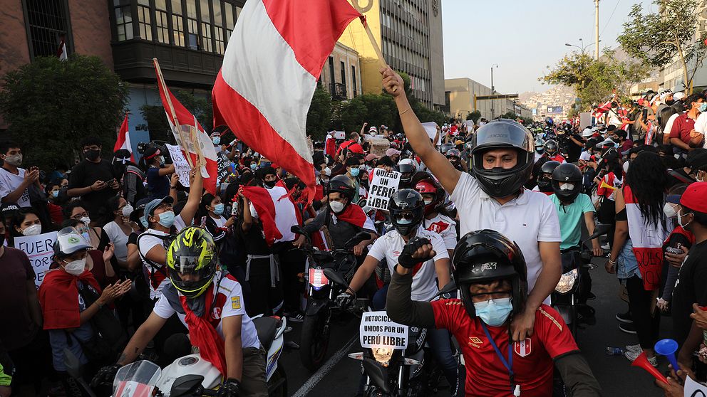 Protester i Peru.