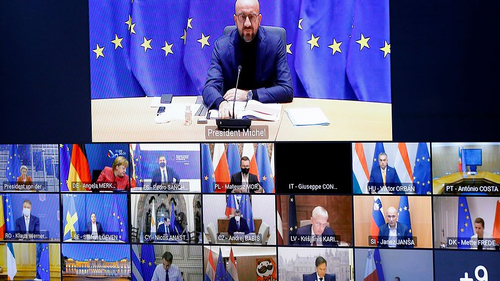 EU:s stats- och regeringschefer höll under torsdagskvällen ännu ett webbtoppmöte. Arkivfoto.