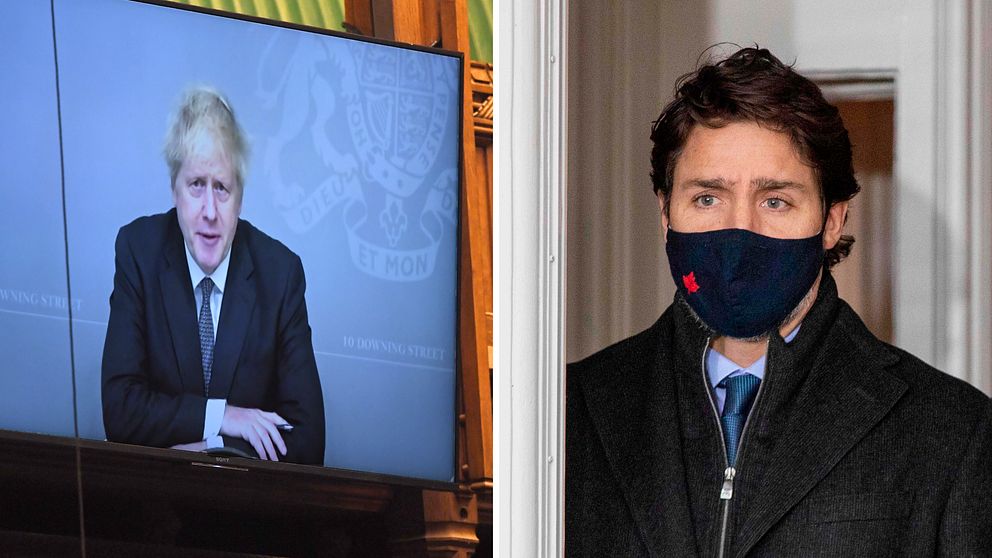 Storbritanniens premiärminister Boris Johnson och Kanadas premiärminister Justin Trudeau.