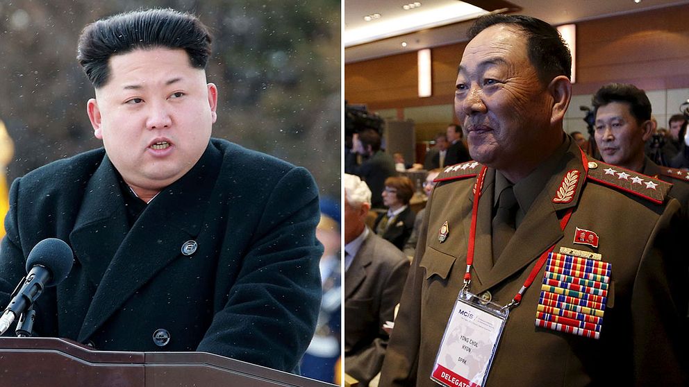 Nordkoreas ledare Kim Jong Un och försvarschefen Hyon Yong Chol.