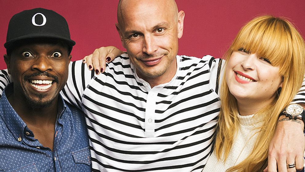 Radioprofilen Kodjo Akolor, rapparen Petter och låtskrivaren och sångaren Linnea Henriksson programledde Musikhjälpen 2014.