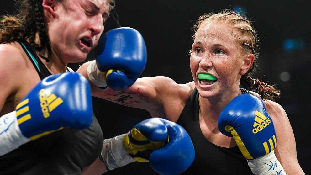 Patricia Berghult under en boxningsmatch i Nyköping 2016. Arkivbild.