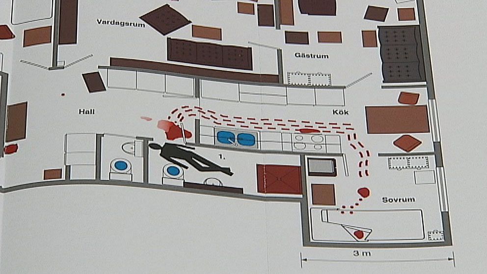 Polisens skiss över mordplatsen