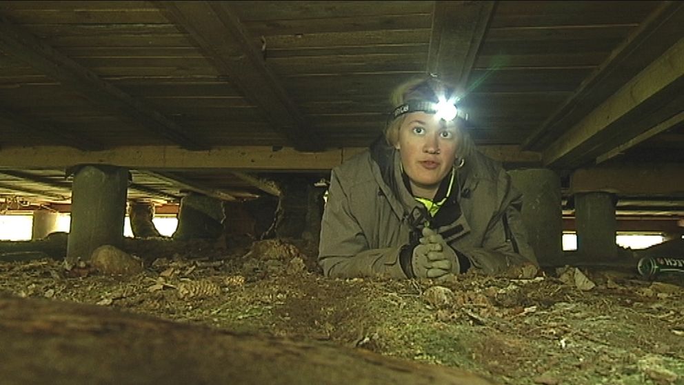 Arkeologistudenten Alexandra Jassinskaja letar kvarglömda saker under militärbasen.