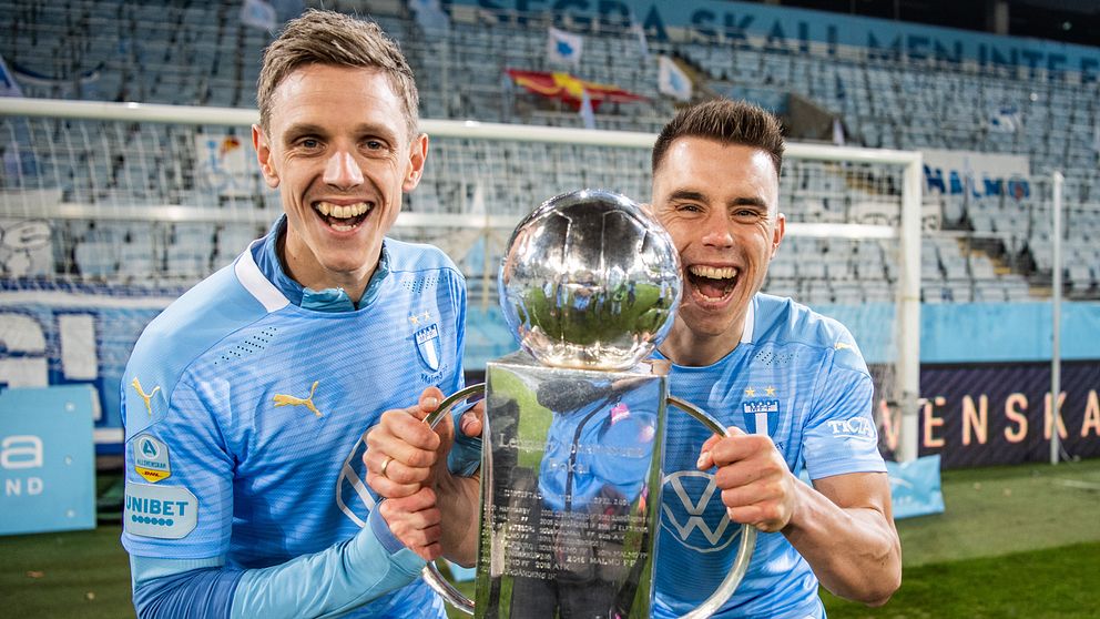 Malmö FF:s Sören Rieks och Jonas Knudsen.