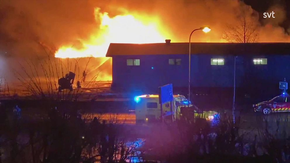 brand i industribyggnad Johannedal