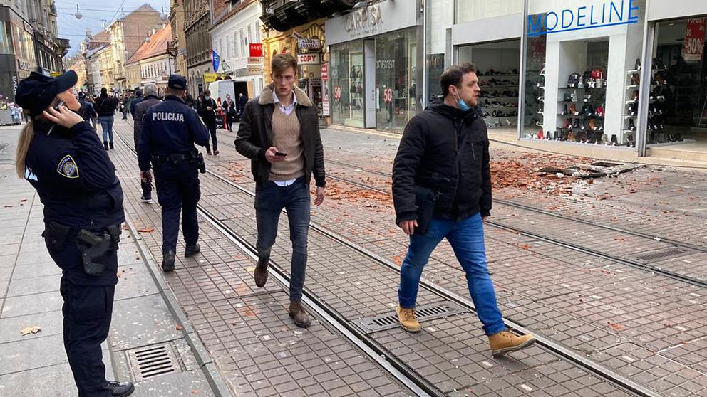 Huvudstaden Zagreb i Kroatien drabbades av en jordbävning på tisdagen.