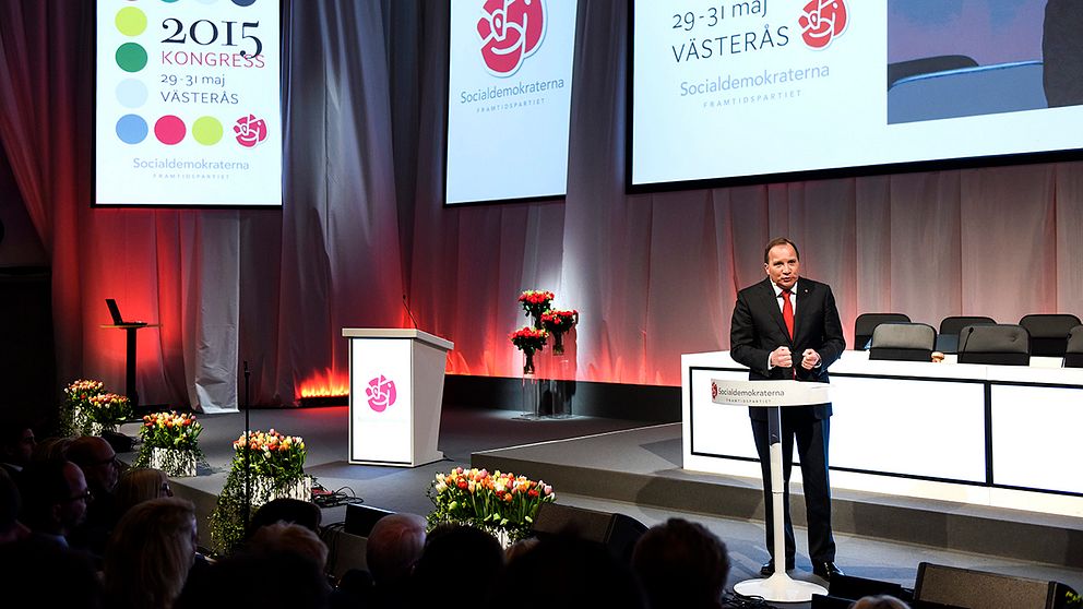 Statsminister Stefan Löfven invigningstalar på S-kongressen i Västerås på fredagen.