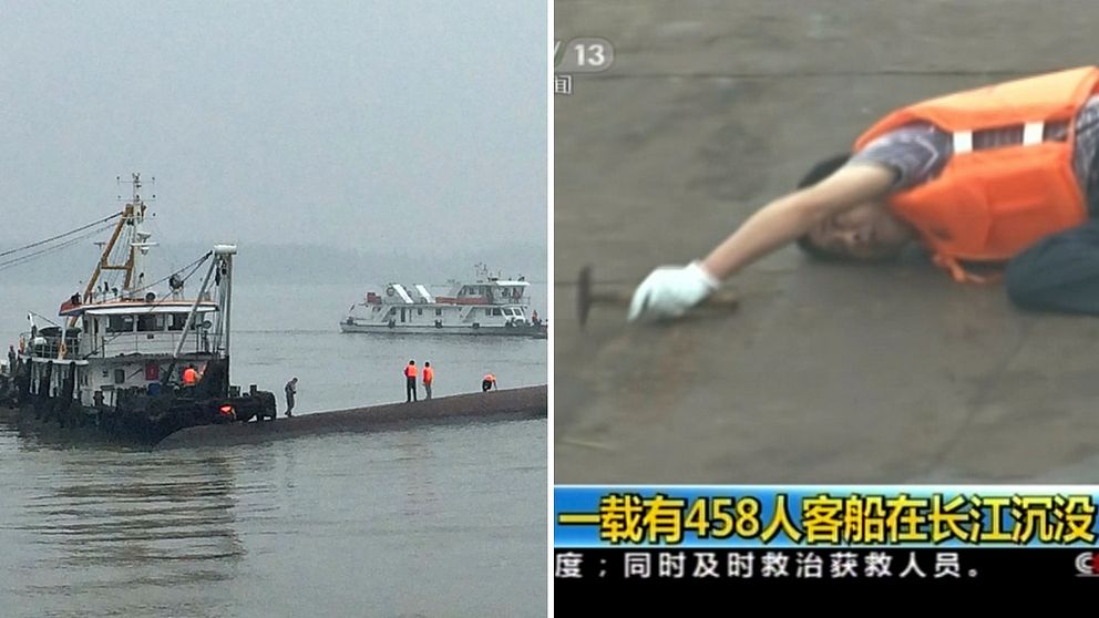 En båt full med turister sjönk på måndagskvällen i Yangtzefloden i Kina. Över 12 timmar efter olyckan ska räddningsarbetare ha hört ljud inifrån båten och nu pågår en omfattande räddningsaktion för att försöka rädda ytterligare liv.