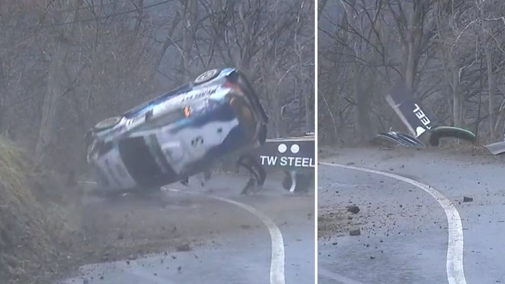 Teeme Suninen kraschade otäckt under den första sträckan av Monte Carlo-rallyt.