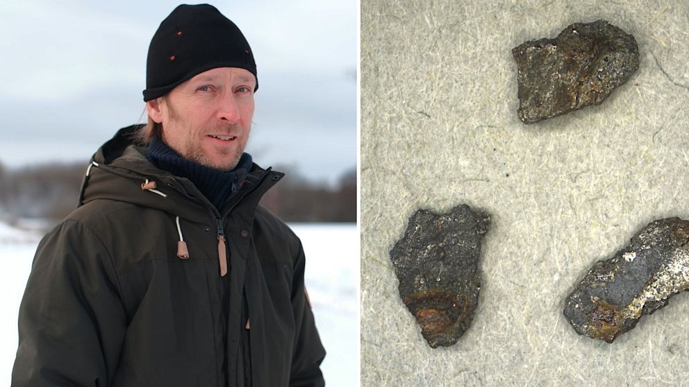 Jörgen Langhof hittade delar av meteoriten.