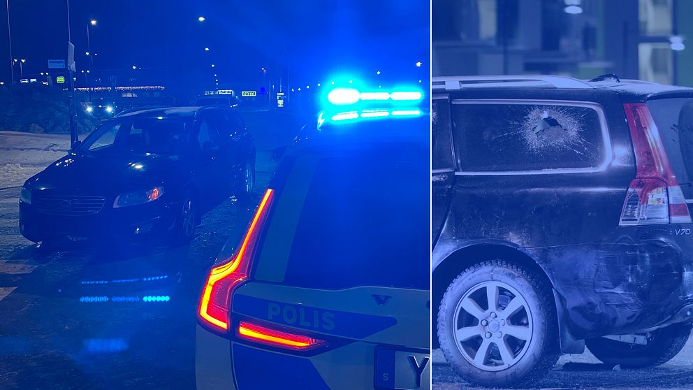 Både bilen som polisen följde efter och tre polisbilar skadades när den misstänkta rattfylleristen stoppades i Järfälla.