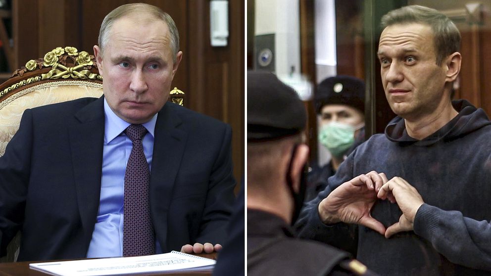 Vladimi Putin, Aleksej Navalnyj till höger.