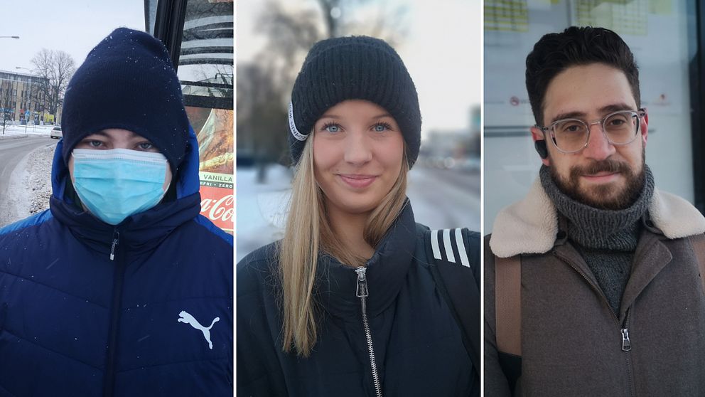 Isak Lorensson har alltid munskydd på bussen. Ellen Bolin glömde sitt och Charlie Hjertqvist har bara inte införskaffat något.