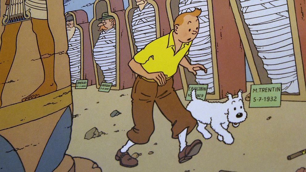 Bokomslag till Tintin-bok.