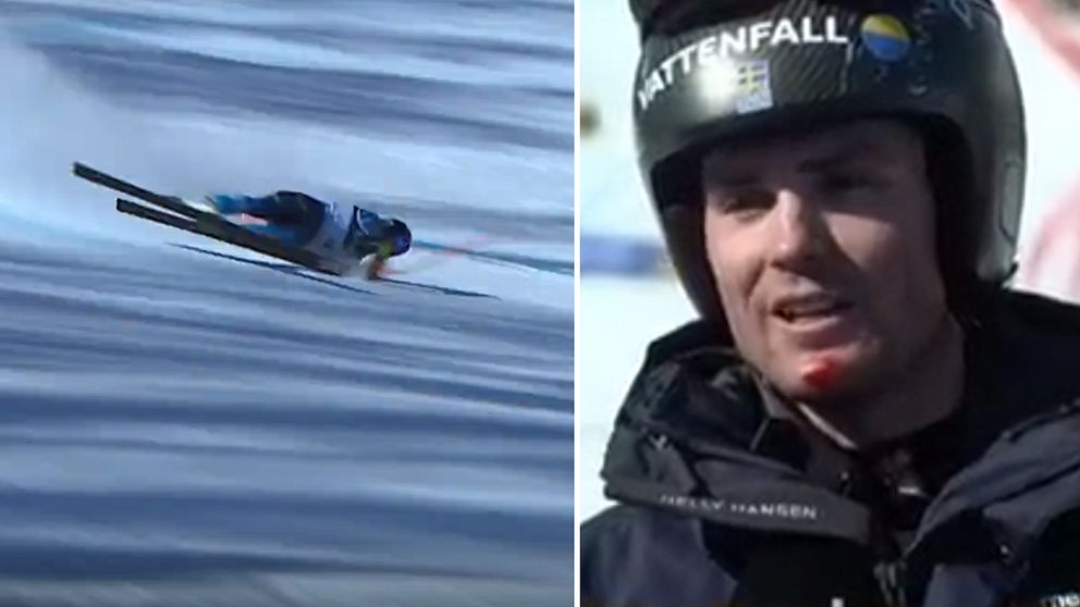 Mattias Rönngren kraschade i super-G:n.