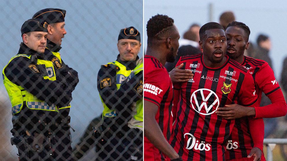 Poliser runt Landskrona-ÖFK-matchen och ÖFK-spelare.