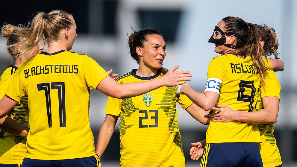 Svenskt jubel efter att Kosovare Asllani har gjort 1-0 mot Malta.