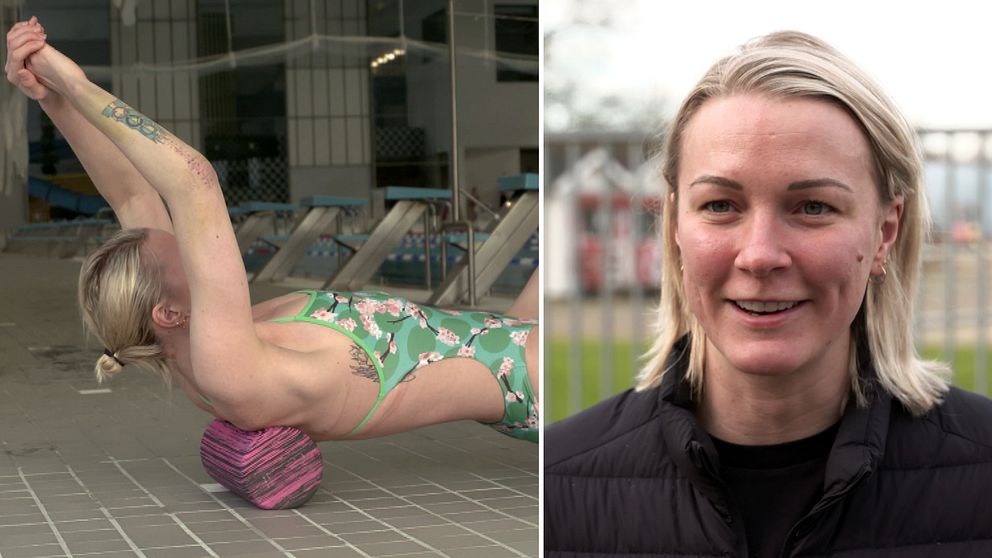 Sarah Sjöström tillbaks i simbassängen efter armågsskadan.