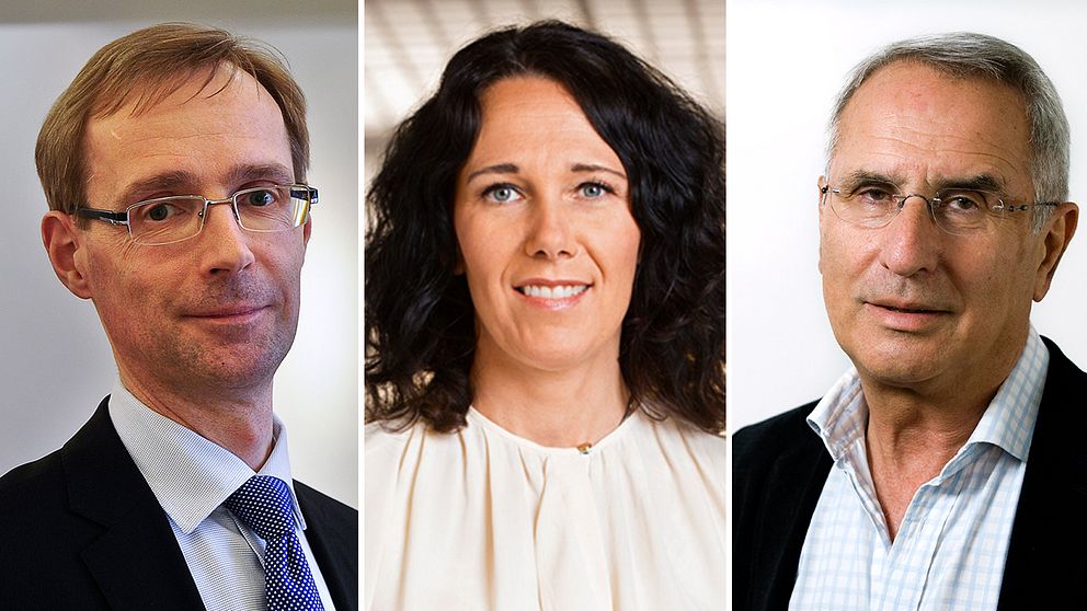 Robert Bergqvist, chefsekonom på SEB, Annika Winsth, chefsekonom på Nordea och Harry Flam, professor i internationell ekonomi.